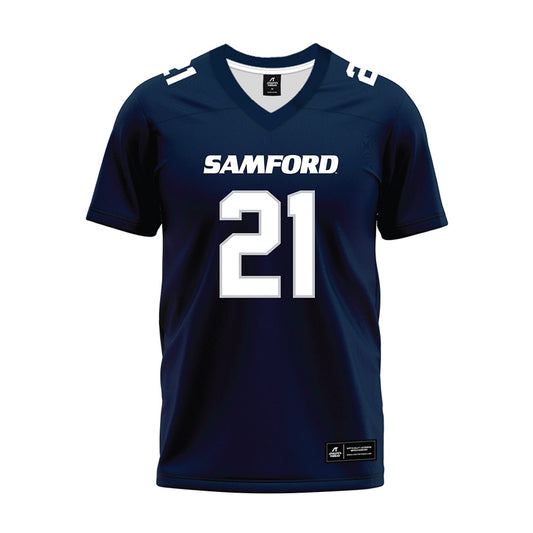 Samford - NCAA Football : Ethan Fisher - Navy Premium Football Jersey-0