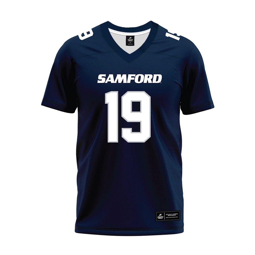 Samford - NCAA Football : Trey Lenhardt - Navy Premium Football Jersey-0