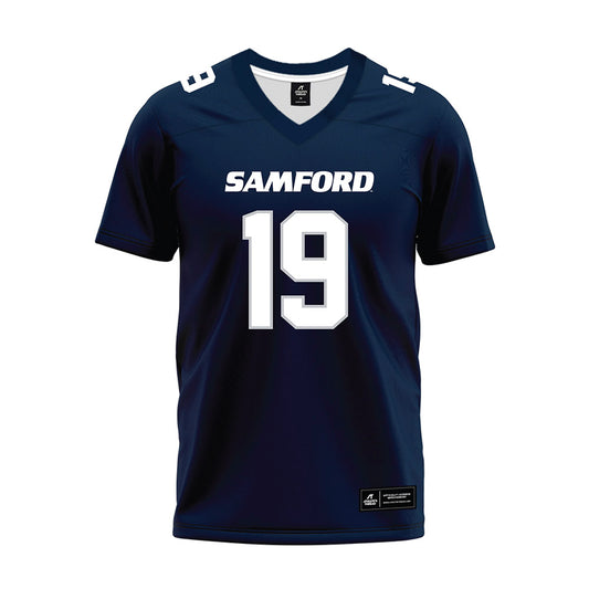 Samford - NCAA Football : Trey Lenhardt - Navy Premium Football Jersey-0