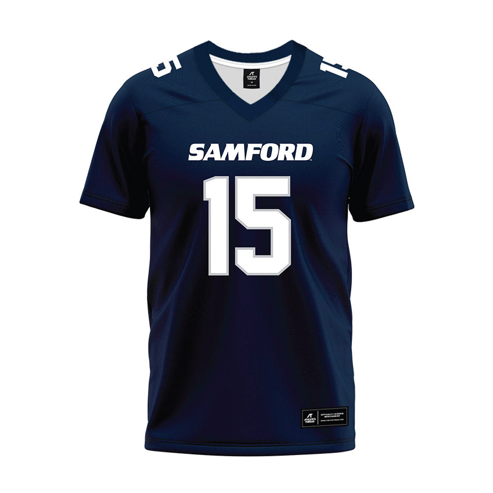 Samford - NCAA Football : Brady Stober - Navy Premium Football Jersey-0