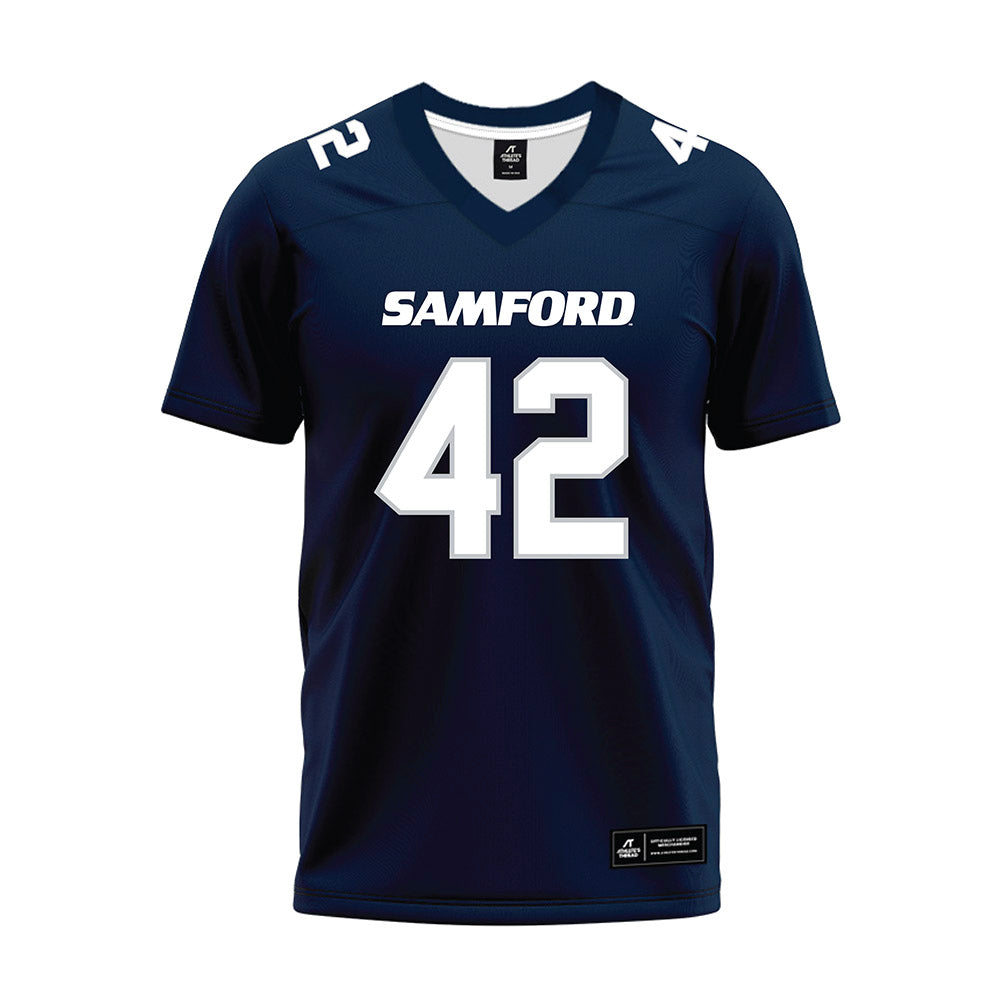 Samford - NCAA Football : Jordan Russell - Navy Premium Football Jersey