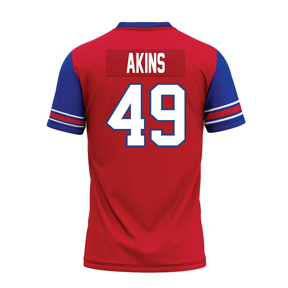 SMU - NCAA Football : nolan Akins - Red Premium Football Jersey-1