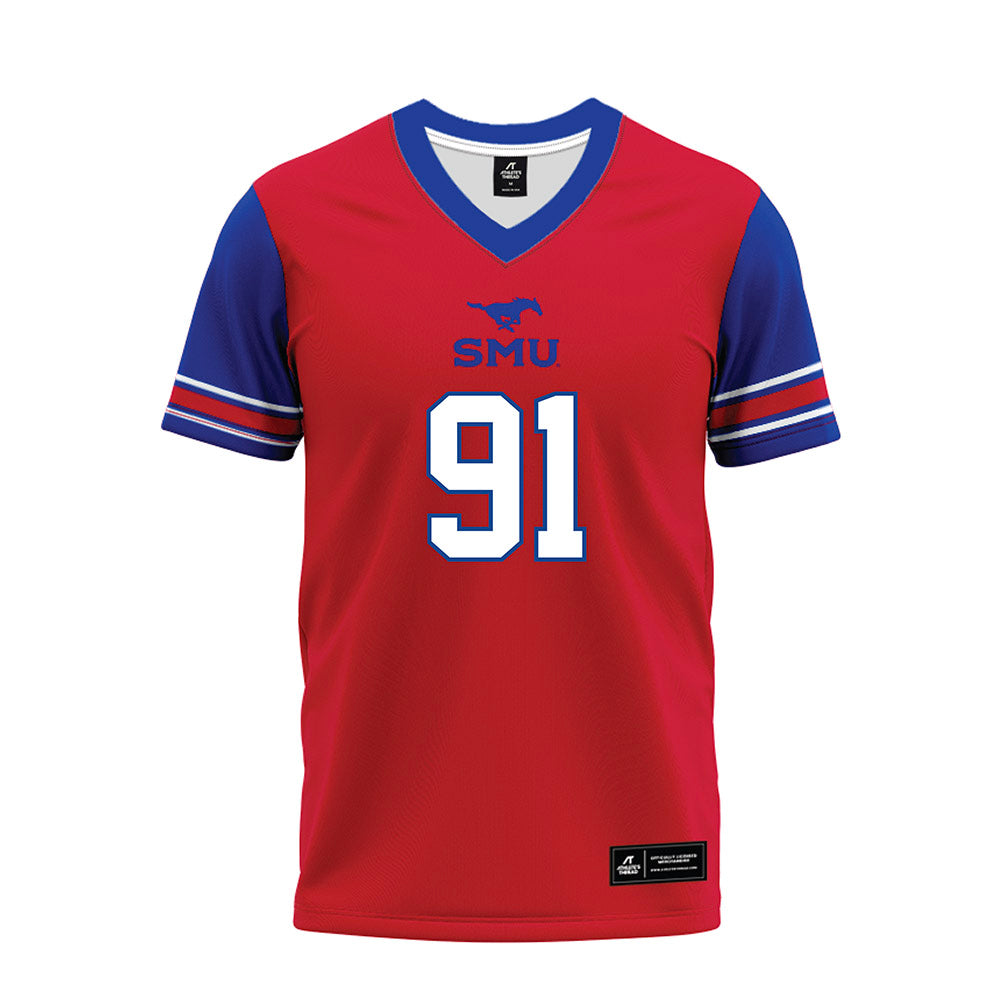 SMU - NCAA Football : Blake Burris - Red Premium Football Jersey-0