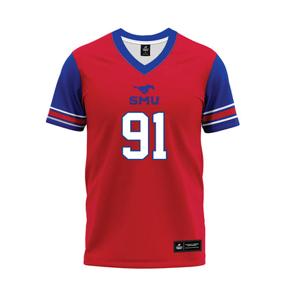 SMU - NCAA Football : Blake Burris - Red Premium Football Jersey-0