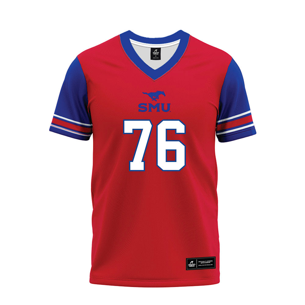 SMU - NCAA Football : Drew Hill - Red Premium Football Jersey-0