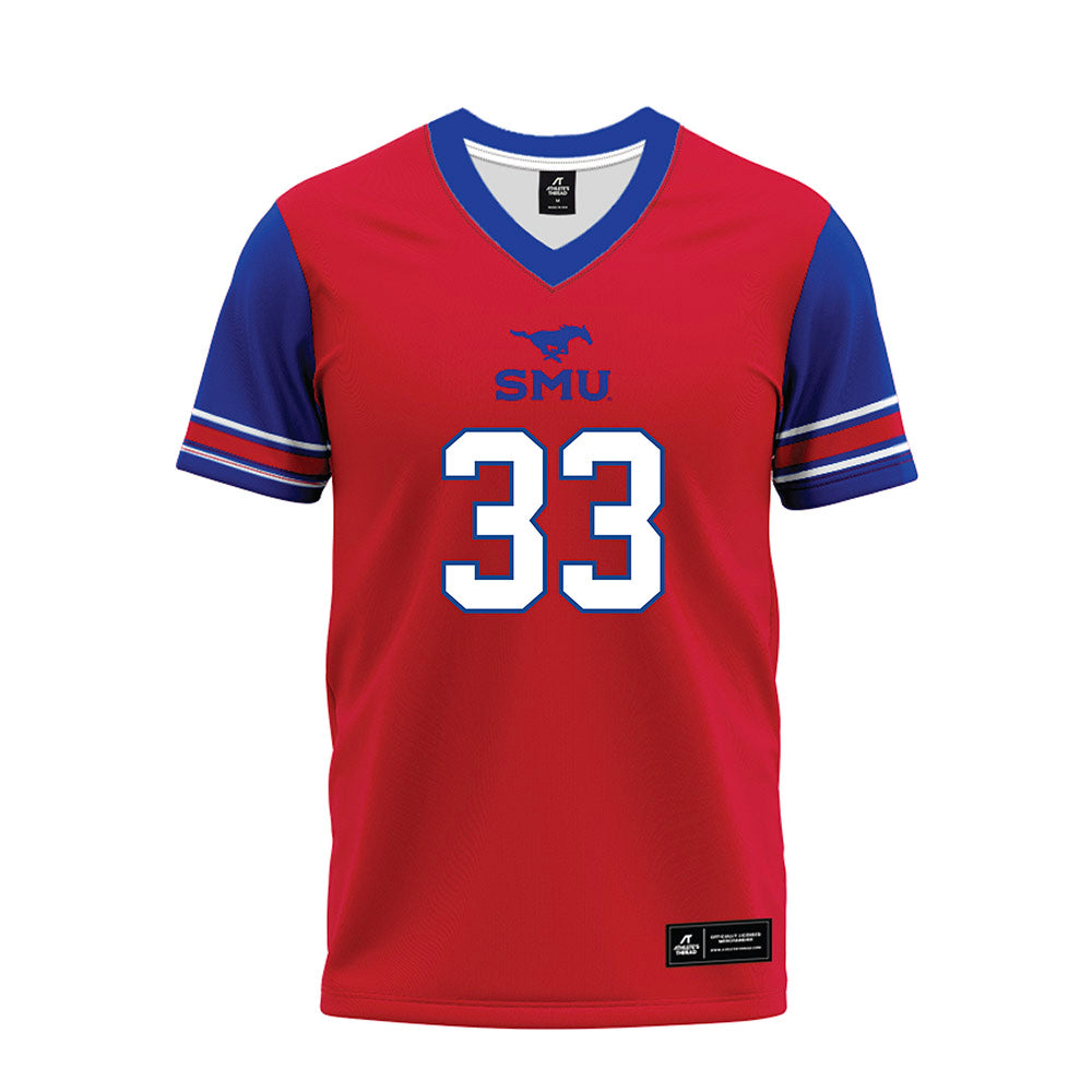 SMU - NCAA Football : Zakye Barker - Red Premium Football Jersey-0