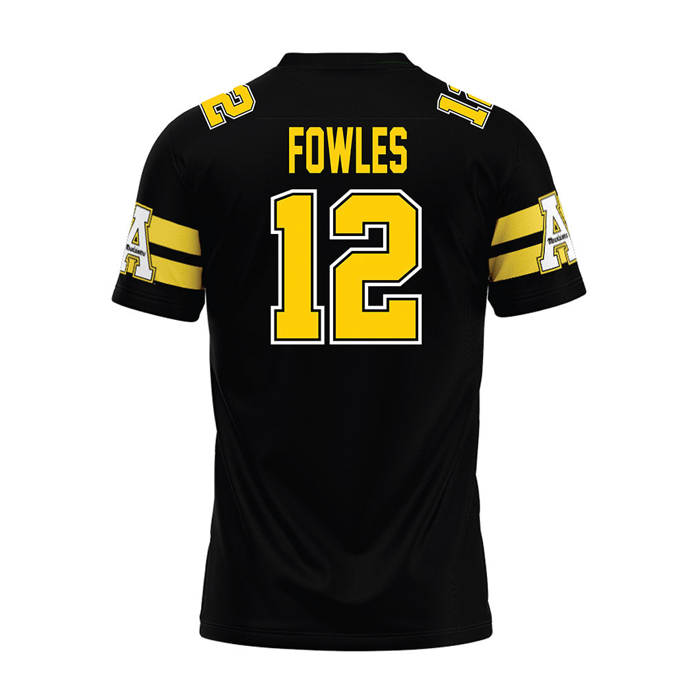 App State - NCAA Football : William Fowles - Black Premium Football Jersey-1