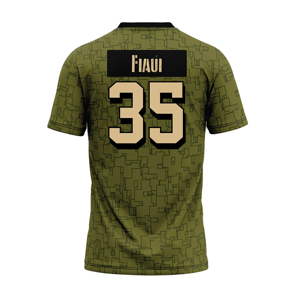Hawaii - NCAA Football : Junior Fiaui - Green Camo Premium Football Jersey-1