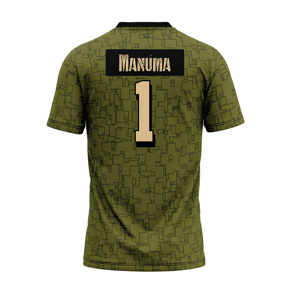Hawaii - NCAA Football : Peter Manuma - Green Camo Premium Football Jersey-1
