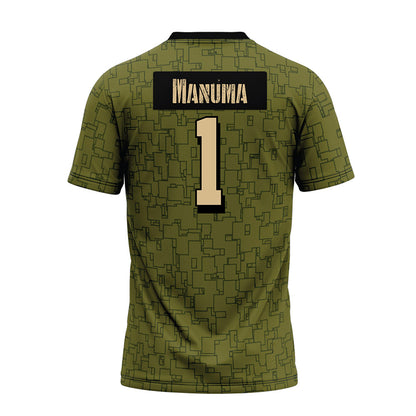 Hawaii - NCAA Football : Peter Manuma - Green Camo Premium Football Jersey-1
