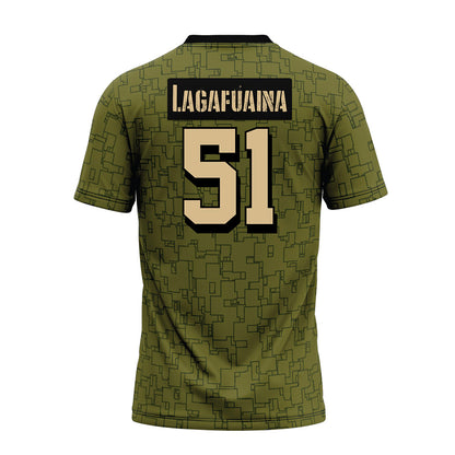 Hawaii - NCAA Football : LesterLaisene Lagafuaina - Green Camo Premium Football Jersey-1