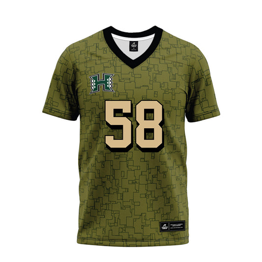 Hawaii - NCAA Football : Zhen-keith Sotelo - Green Camo Premium Football Jersey-0