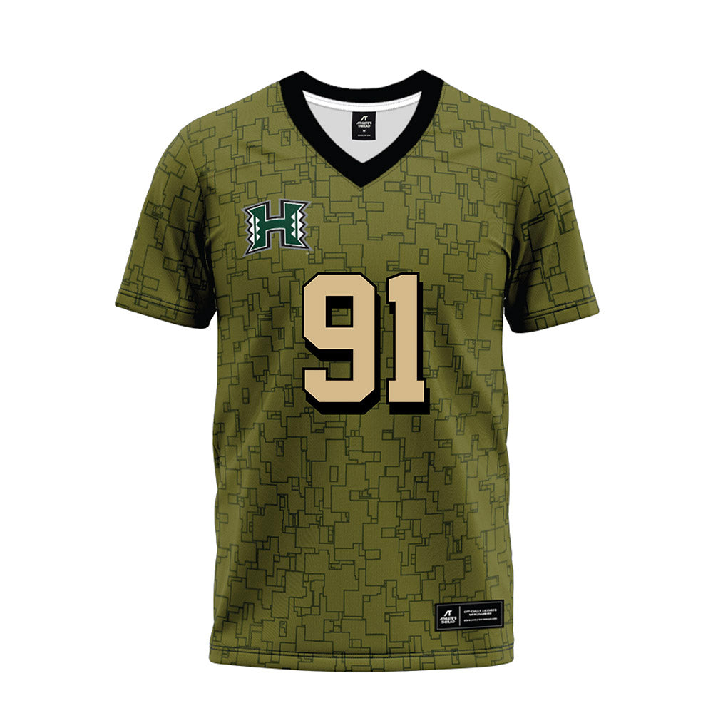 Hawaii - NCAA Football : Joshua Sagapolutele - Green Camo Premium Football Jersey-0