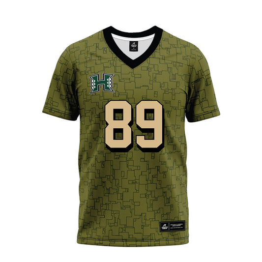Hawaii - NCAA Football : Nick Delgadillo - Green Camo Premium Football Jersey-0