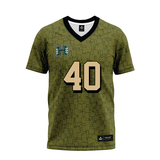 Hawaii - NCAA Football : Thiessen Wright - Green Camo Premium Football Jersey-0