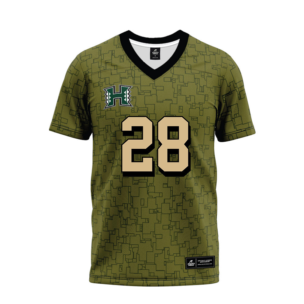 Hawaii - NCAA Football : Vaifanua Peko - Green Camo Premium Football Jersey-0
