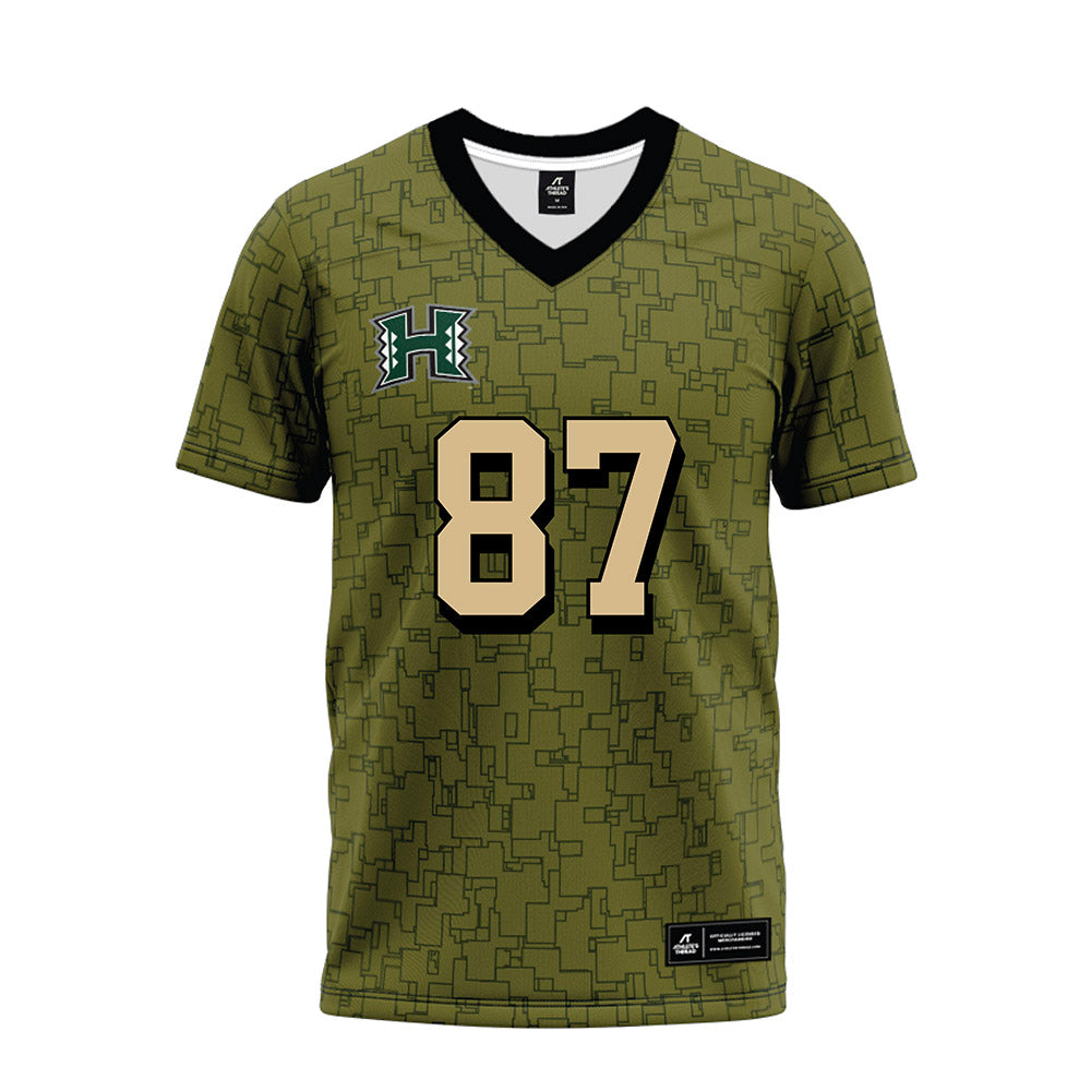 Hawaii - NCAA Football : Devon Tauaefa - Green Camo Premium Football Jersey-0