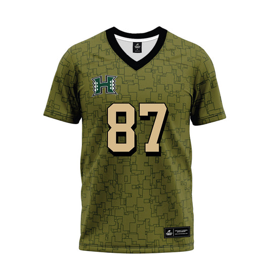 Hawaii - NCAA Football : Devon Tauaefa - Green Camo Premium Football Jersey-0