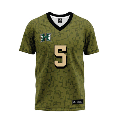 Hawaii - NCAA Football : Pofele Ashlock - Green Camo Premium Football Jersey-0