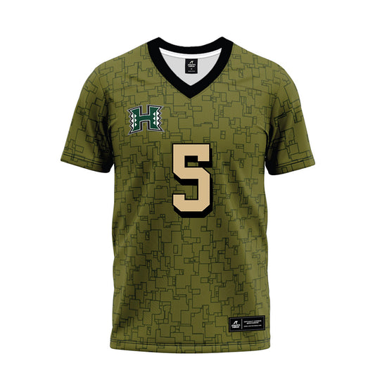 Hawaii - NCAA Football : Pofele Ashlock - Green Camo Premium Football Jersey-0