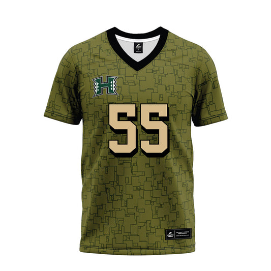 Hawaii - NCAA Football : Zoram Petelo - Green Camo Premium Football Jersey-0