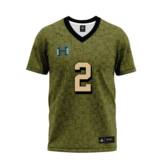 Hawaii - NCAA Football : Bronz Moore - Green Camo Premium Football Jersey-0