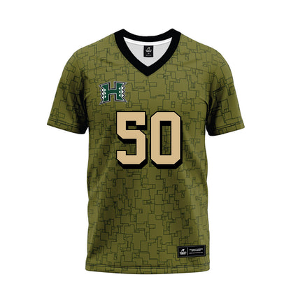 Hawaii - NCAA Football : Tui Muti - Green Camo Premium Football Jersey-0
