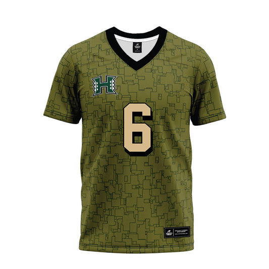 Hawaii - NCAA Football : Deliyon Freeman - Green Camo Premium Football Jersey-0