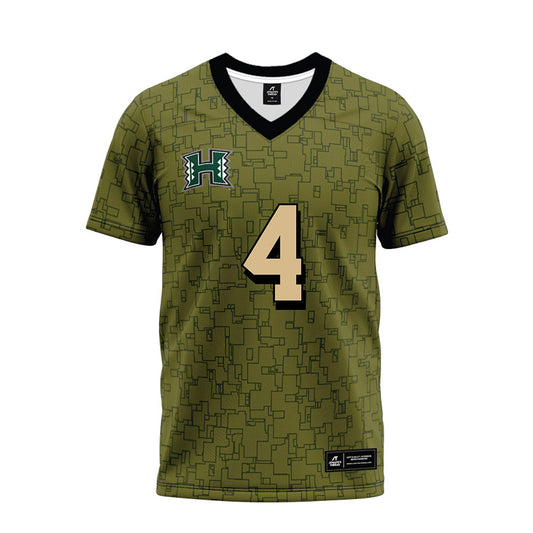 Hawaii - NCAA Football : Elijah Palmer - Green Camo Premium Football Jersey-0