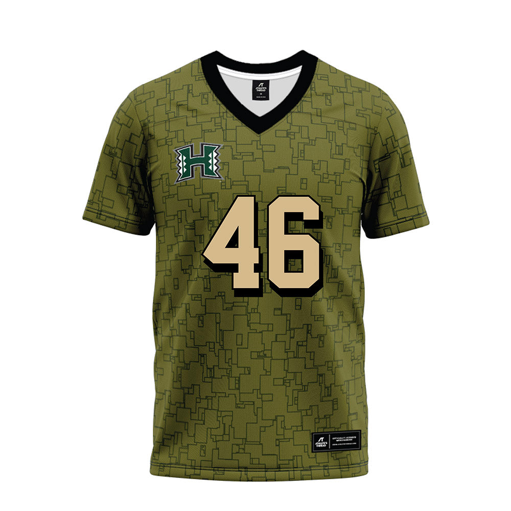 Hawaii - NCAA Football : Kellen Robins-Beers - Green Camo Premium Football Jersey-0