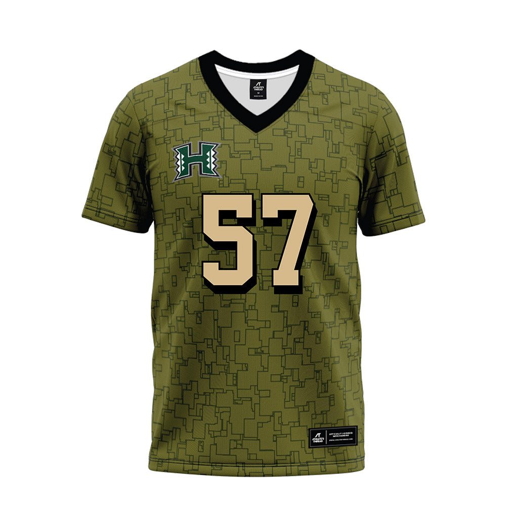 Hawaii - NCAA Football : Ethan Spencer - Green Camo Premium Football Jersey-0