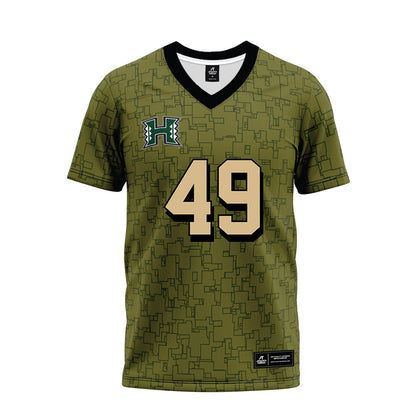 Hawaii - NCAA Football : Dennis Tadio - Green Camo Premium Football Jersey-0