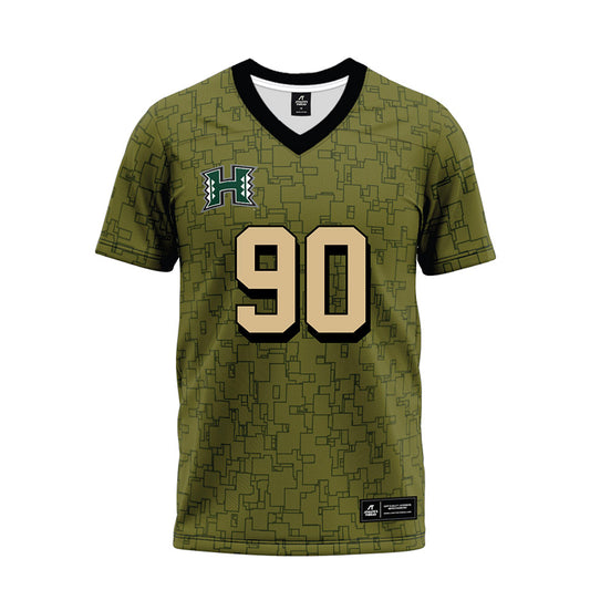 Hawaii - NCAA Football : Ha'aheo Dela Cruz - Green Camo Premium Football Jersey-0