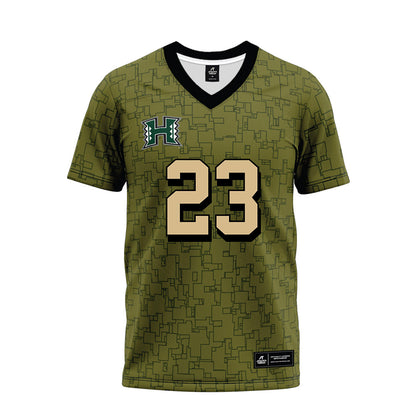 Hawaii - NCAA Football : Virdel Edwards - Green Camo Premium Football Jersey-0
