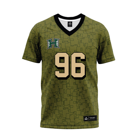 Hawaii - NCAA Football : Andrew Choi - Green Camo Premium Football Jersey-0