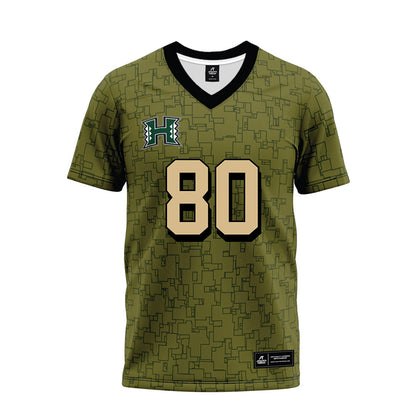 Hawaii - NCAA Football : Blaze Kamoku - Green Camo Premium Football Jersey-0