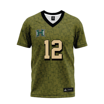 Hawaii - NCAA Football : Wynden Hoohuli - Green Camo Premium Football Jersey-0