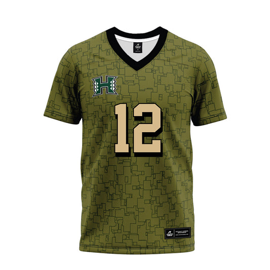 Hawaii - NCAA Football : Wynden Hoohuli - Green Camo Premium Football Jersey-0