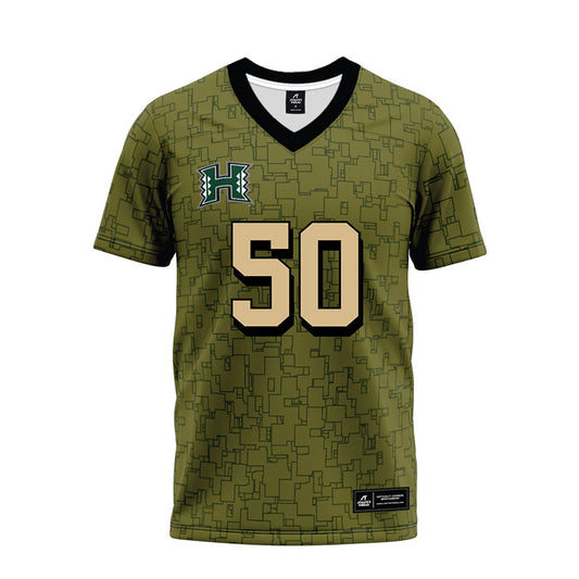 Hawaii - NCAA Football : Tu'i Neau Muti - Green Camo Premium Football Jersey-0