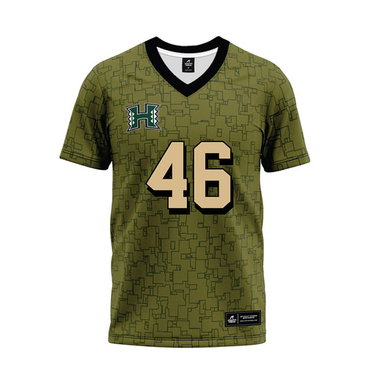Hawaii - NCAA Football : Matt bailiff - Green Camo Premium Football Jersey-0
