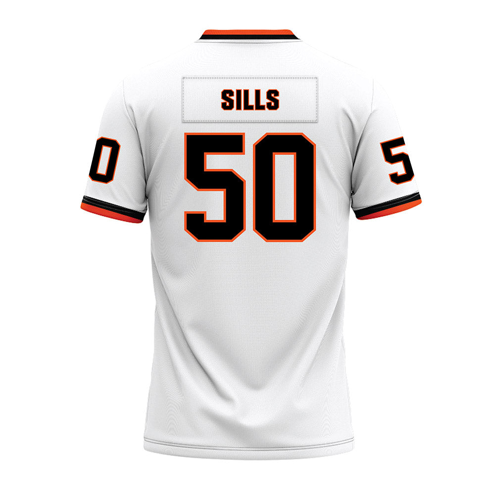 Oklahoma State - NCAA Football : Wiley Sills - White Premium Football Jersey