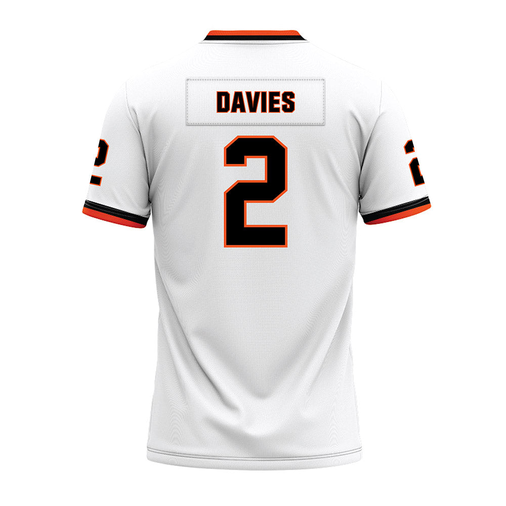 Oklahoma State - NCAA Football : Jaylin Davies - White Premium Football Jersey-1