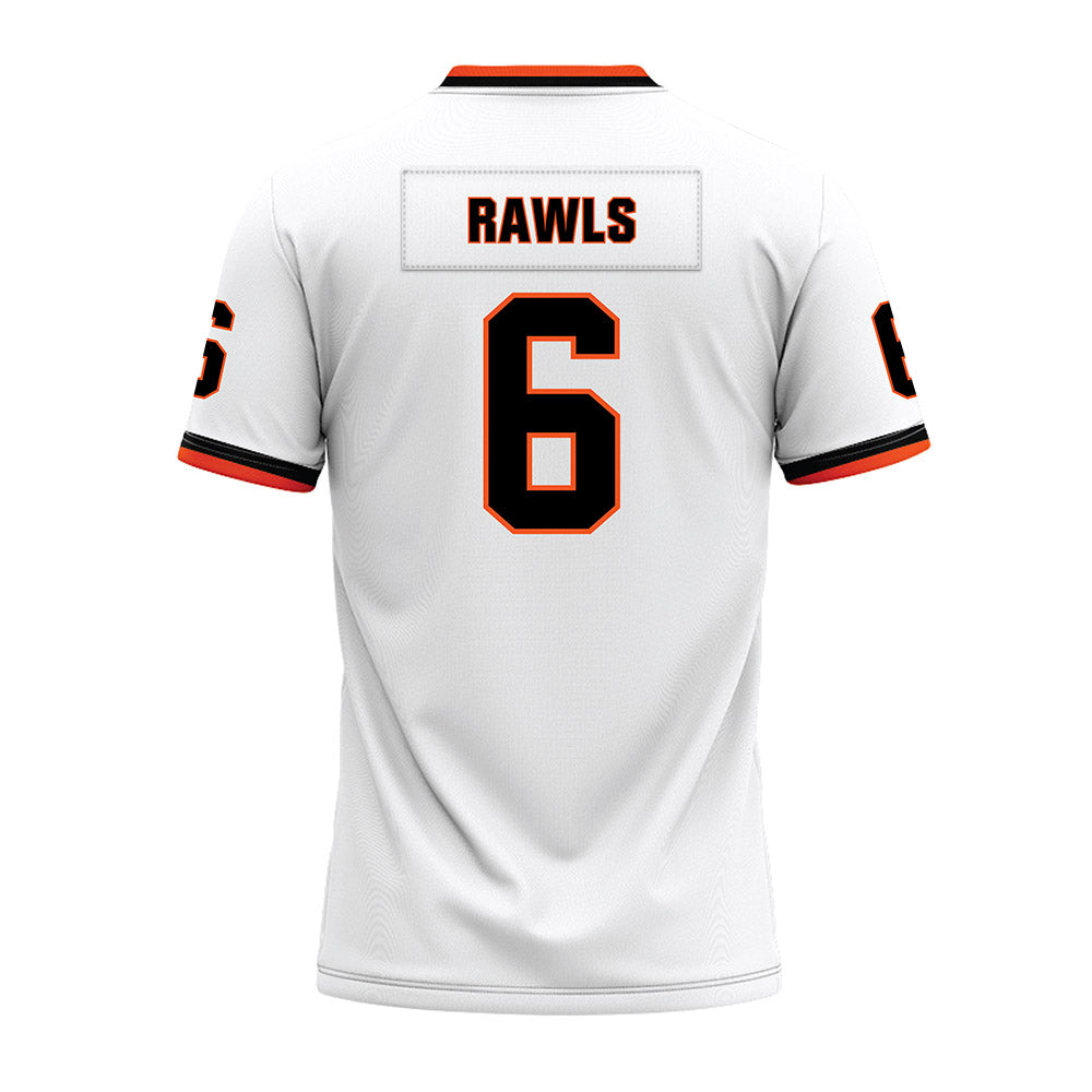 Oklahoma State - NCAA Football : Brandon Rawls - White Premium Football Jersey-1