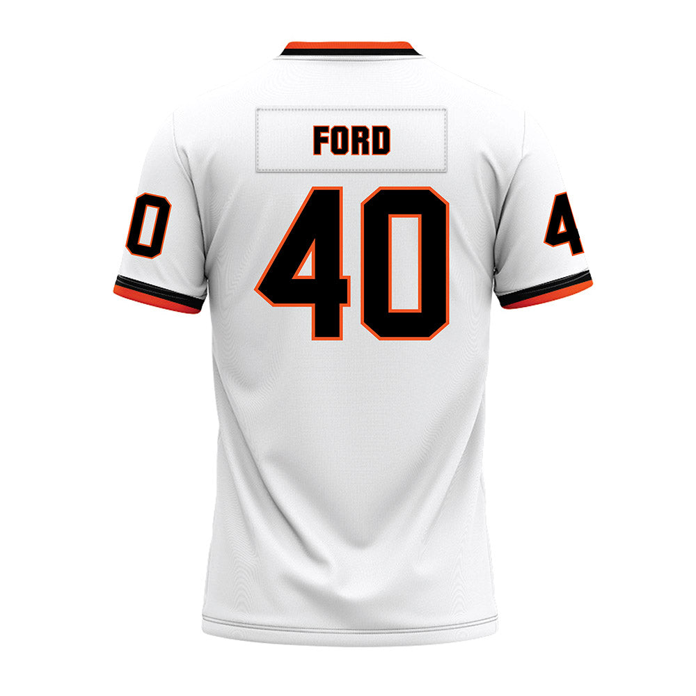 Oklahoma State - NCAA Football : Josh Ford - White Premium Football Jersey