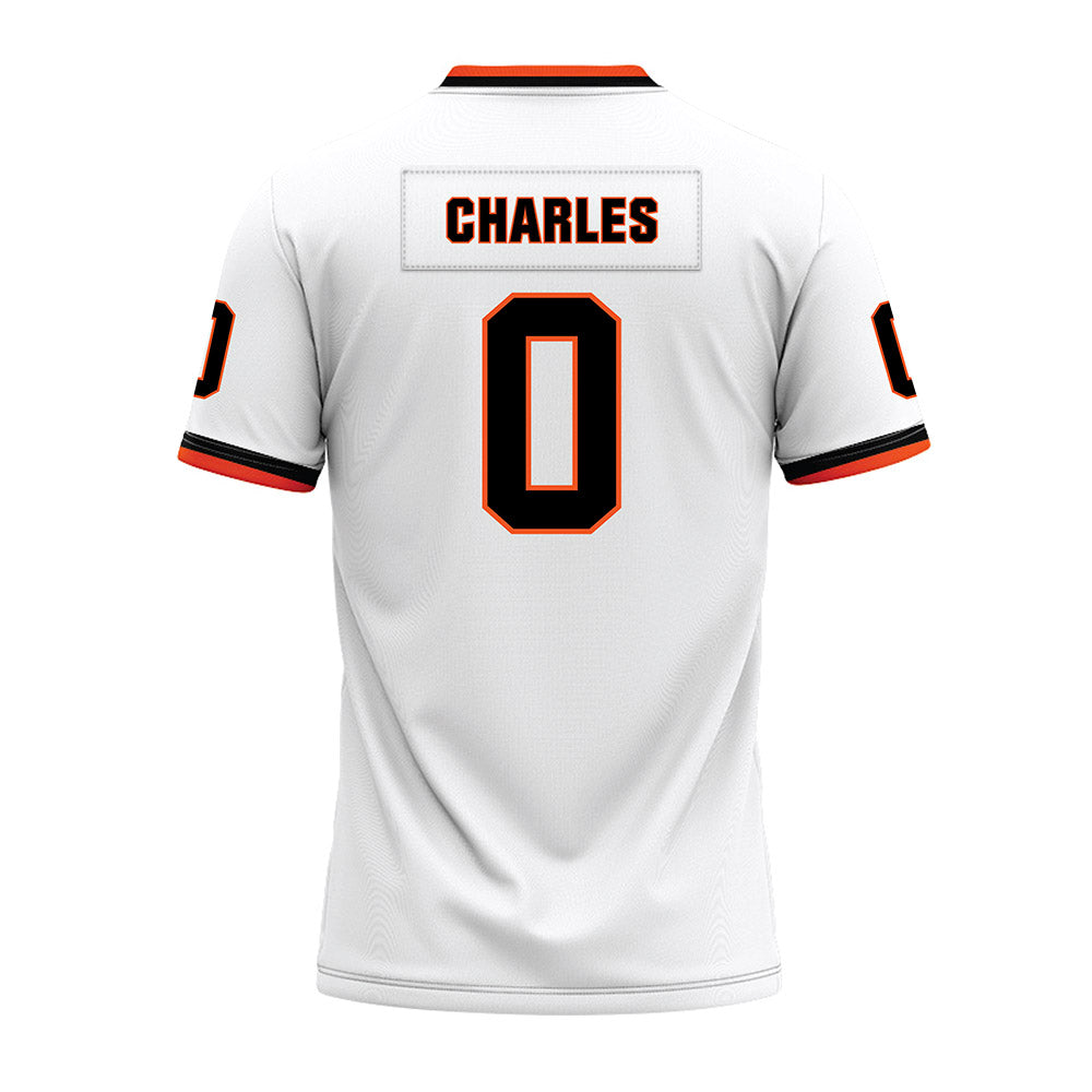 Oklahoma State - NCAA Football : Malik Charles - White Premium Football Jersey-1