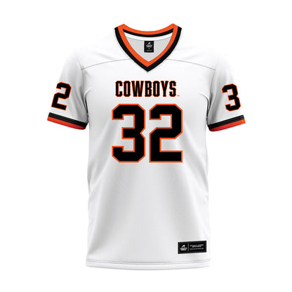 Oklahoma State - NCAA Football : Braden Baize - White Premium Football Jersey