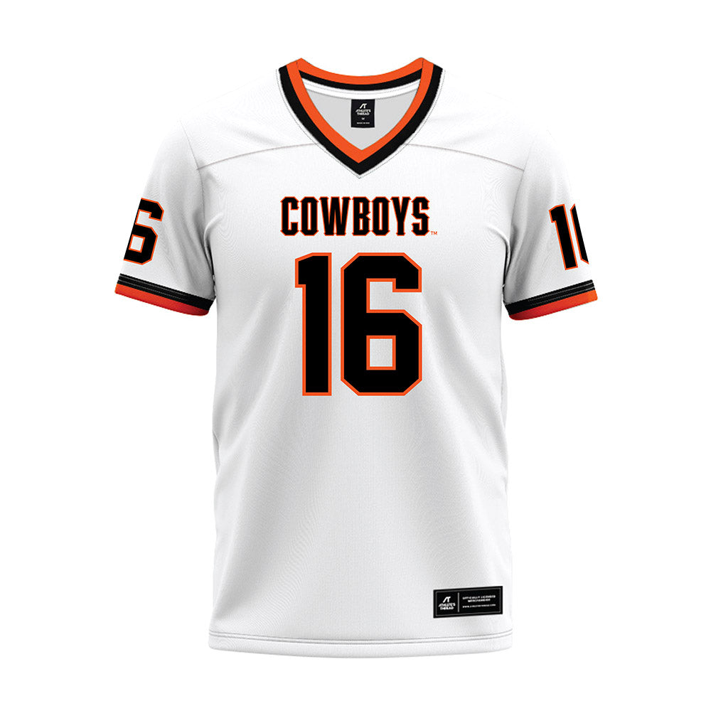 Oklahoma State - NCAA Football : Christian Fitzpatrick - White Premium Football Jersey-0