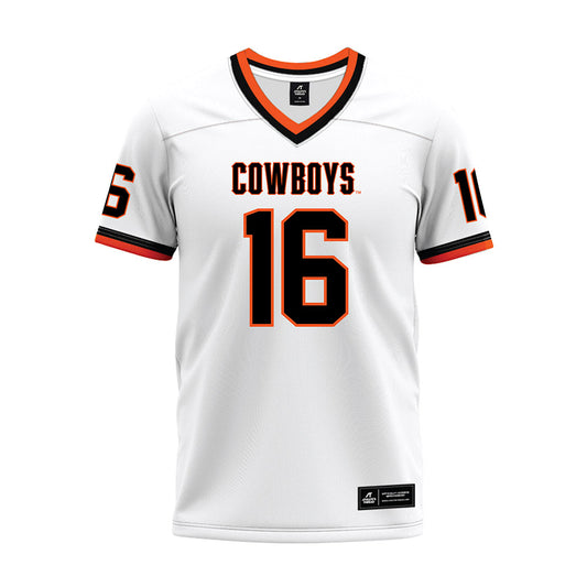 Oklahoma State - NCAA Football : Christian Fitzpatrick - White Premium Football Jersey-0