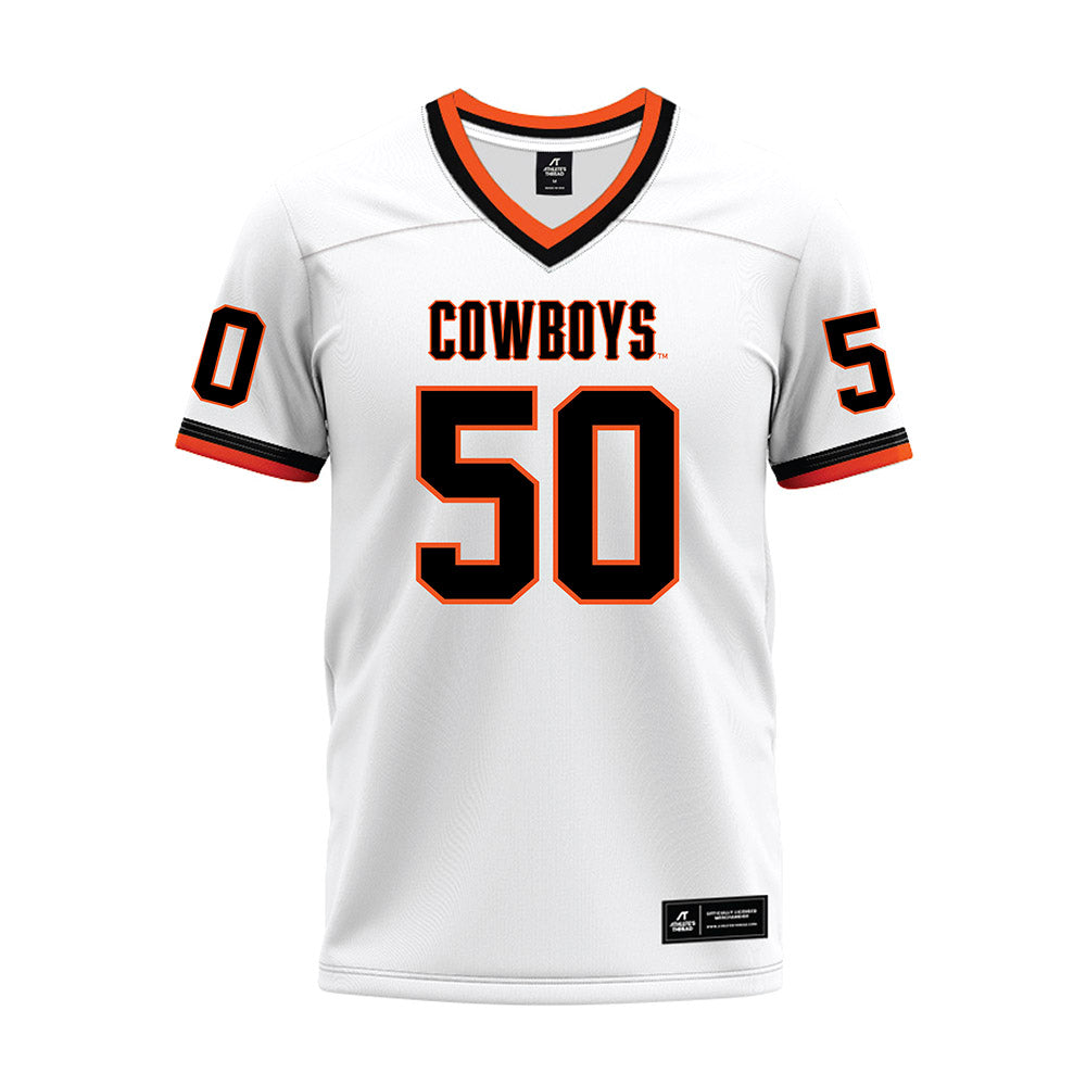 Oklahoma State - NCAA Football : Gunnar Wilson - White Premium Football Jersey