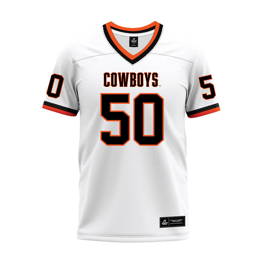 Oklahoma State - NCAA Football : Gunnar Wilson - White Premium Football Jersey